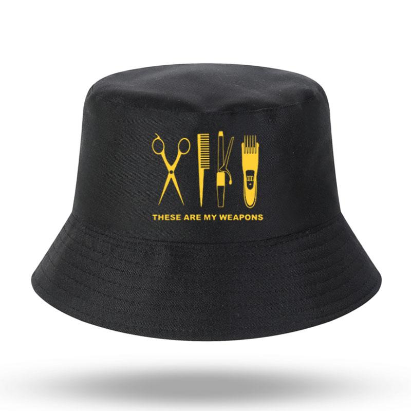 Barbier Friseur Waffe Print Herren Damen Fischerhut Outdoor Panama Angelhut Fischerhut Harajuku Angelhut