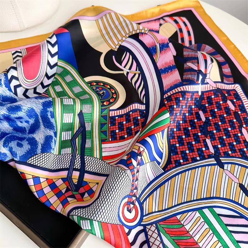 Design Gorgeous Saddle Brand Square Scarf Woman New Silk Scarf Women Bandana Luxury Headband Hijab Foulard Neckerchief
