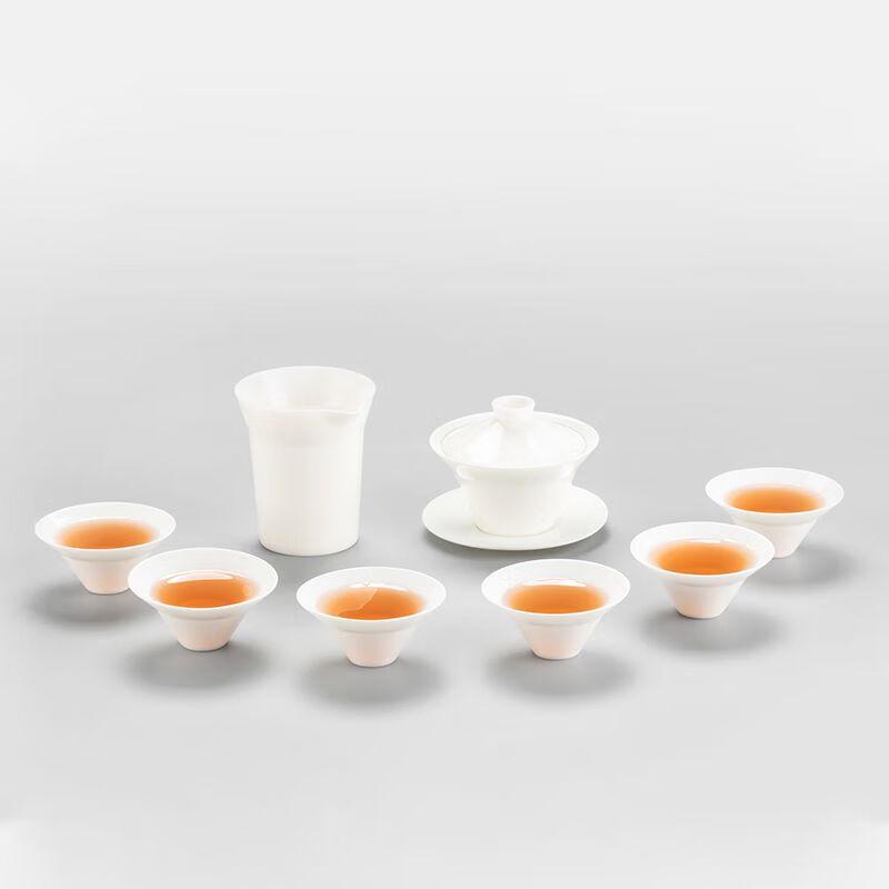 Mingzhan Mutton Fat Jade Porcelain Tea Set