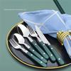 20-Piece Set-304 Thickened Stainless Steel Silverware Cutlery Set Steak  And Fork Spoon Dessert Tea Spoon Fruit Fork (Blue)