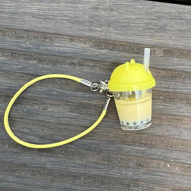 1 Piece 1:12 Dollhouse Mini Pearl Milk Tea Cup Model Pendant Diy Keychain Learning Scene Accessories Miniature Decoration