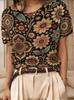 Blumenprint Rundhals Pullover Kurzarm Strickpullover für Damen - Sommer 2026 Edition