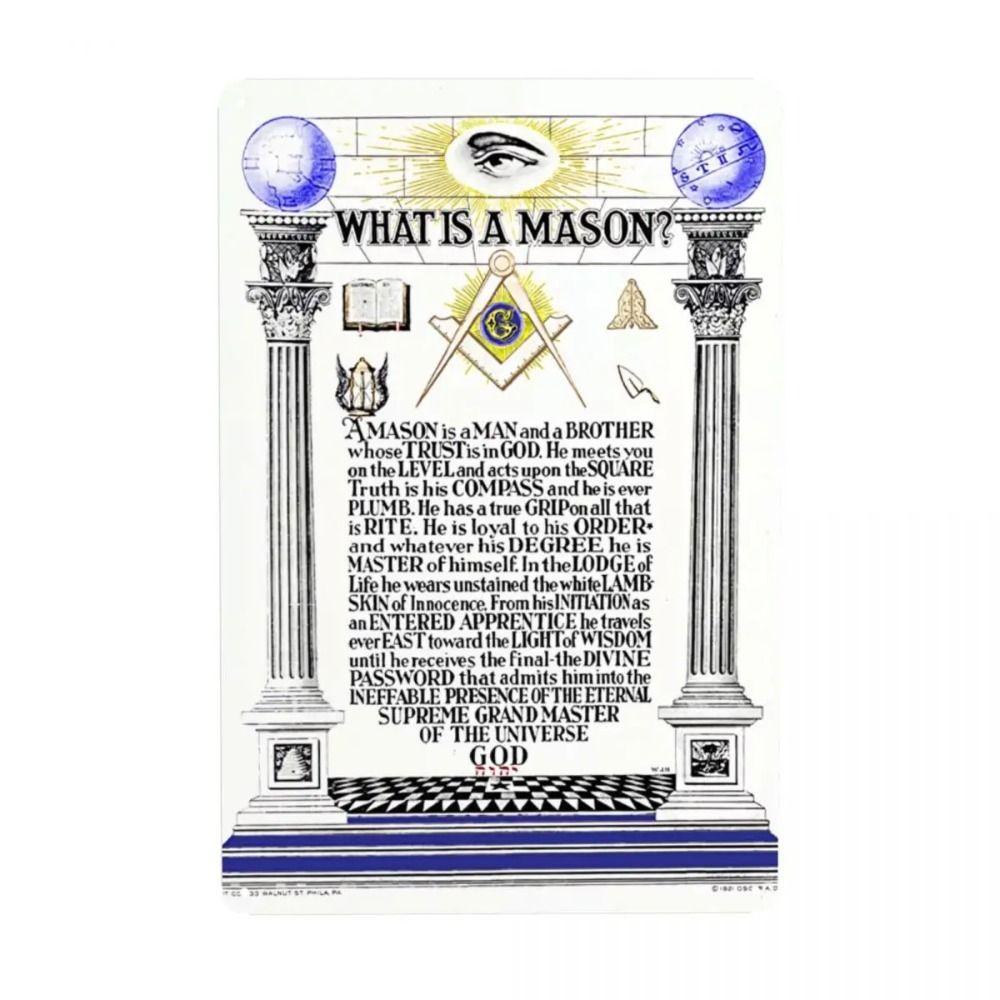 Tin Sign Masonic Darkness to Light Retro Metal Plaque Bar Cafe Wall Decor 20x30cm