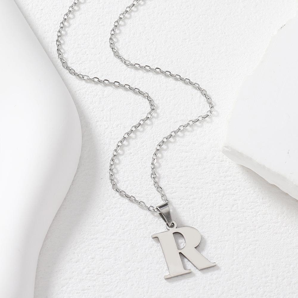 Polished Stainless Steel Alphabet Necklace - Women's Daily Wear Clavicle Chain