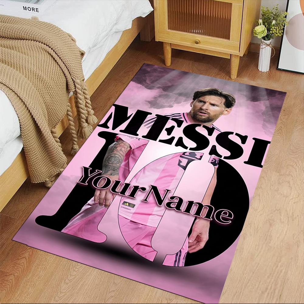 Messi Personalized Name Carpet Suitable for Game Room Balcony Foyer Decorate Room Antislip Carpet Anime Office Decor Perfect Gift for Friends & Family