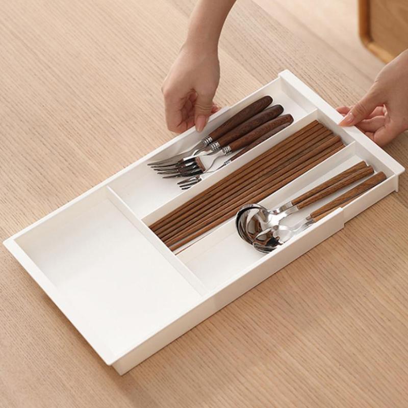 Adjustable Flatware Tray Cutlery Holder Silverware Drawer Organizer Expandable Cutlery Organizer Utensil Tray For Kitchen