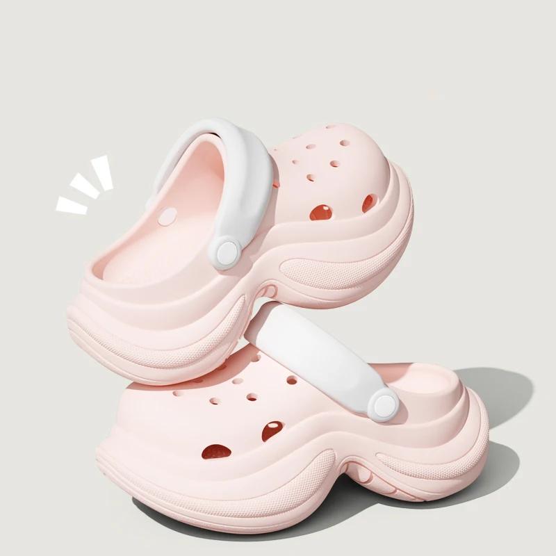 Fashion Lovely Girls Sky Blue Clogs Summer 2025 Thick Bottom Wedge Heels Sandals Wmen Chunky Platform Soft Eva Diy Cloud Slippers Shoes