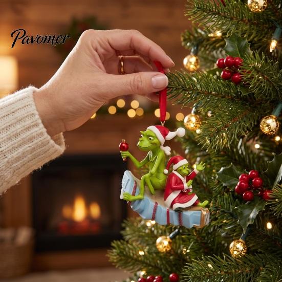 Christmas Tree Hanging Ornaments Green Elf Ornament, Flat Acrylic Pendant Decorative Charms for Holiday Gifts Car Mirror Backpack, Festive Decorations