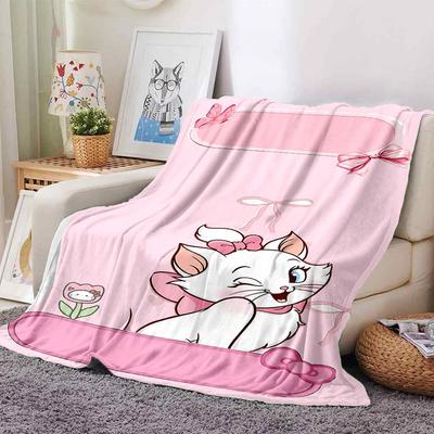 1pc Cat Bowknot Blanket Lightweight Flannel Throw for Sofa Bed Travel Camping Livingroom Office Couch Chair