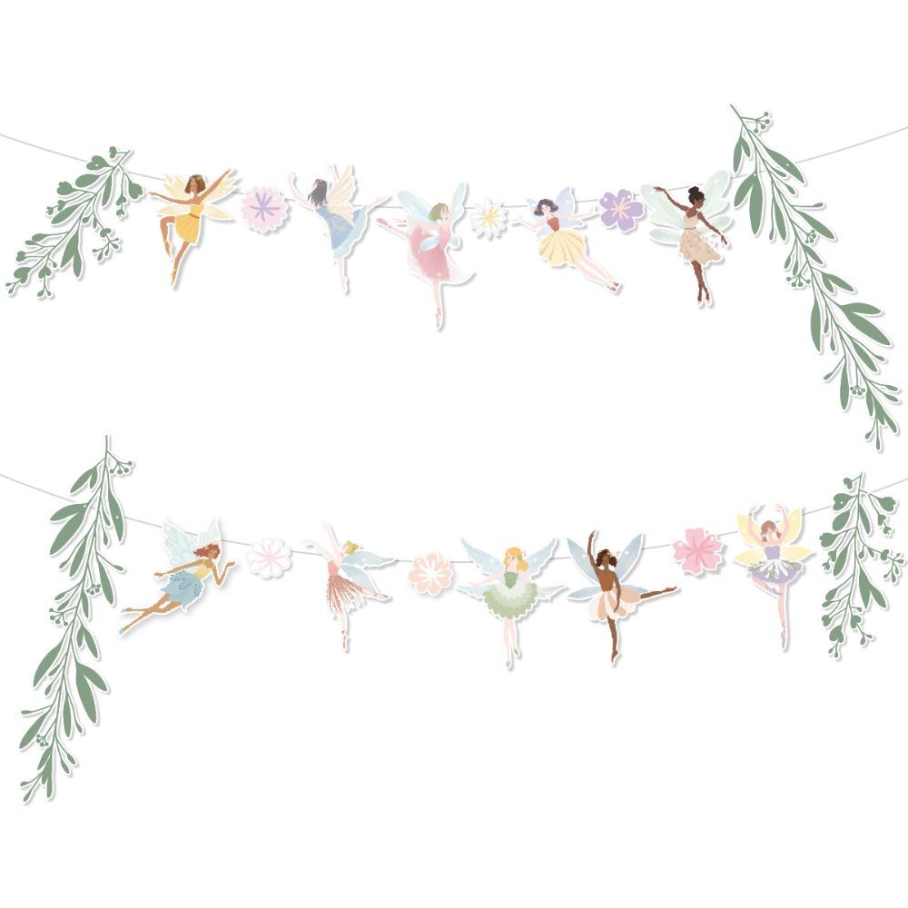 

Vintage Long Leaves Flower Banner Hanging Flower Flag Floral Leaf Paper Banner Home Decorations Style B