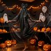White Ghost Poncho Sequin Cape for Women, Cute Halloween Costume Cloak with Holiday Cosplay Bows, Lightweight Mesh Pullover Robe Party Photoshoot