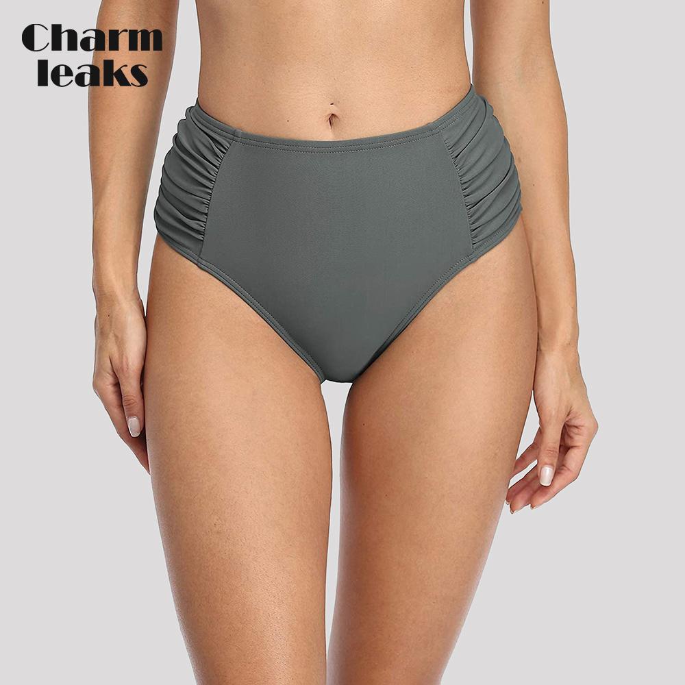CHARMLEAKS Swimming Bottom Ladies Women Bikini Bottom Lace Patchwork Swimwear Briefs High Waist