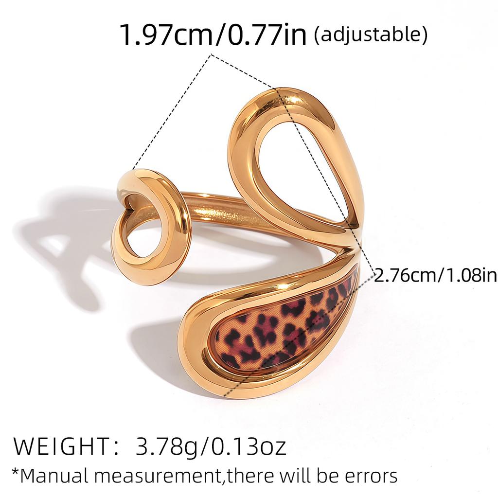 Minimalist 18K PVD Golden Plated 316 Stainless Steel Rings Chunky Zircon High QualityCharm Stylish Boho Leopard Golden Zircon