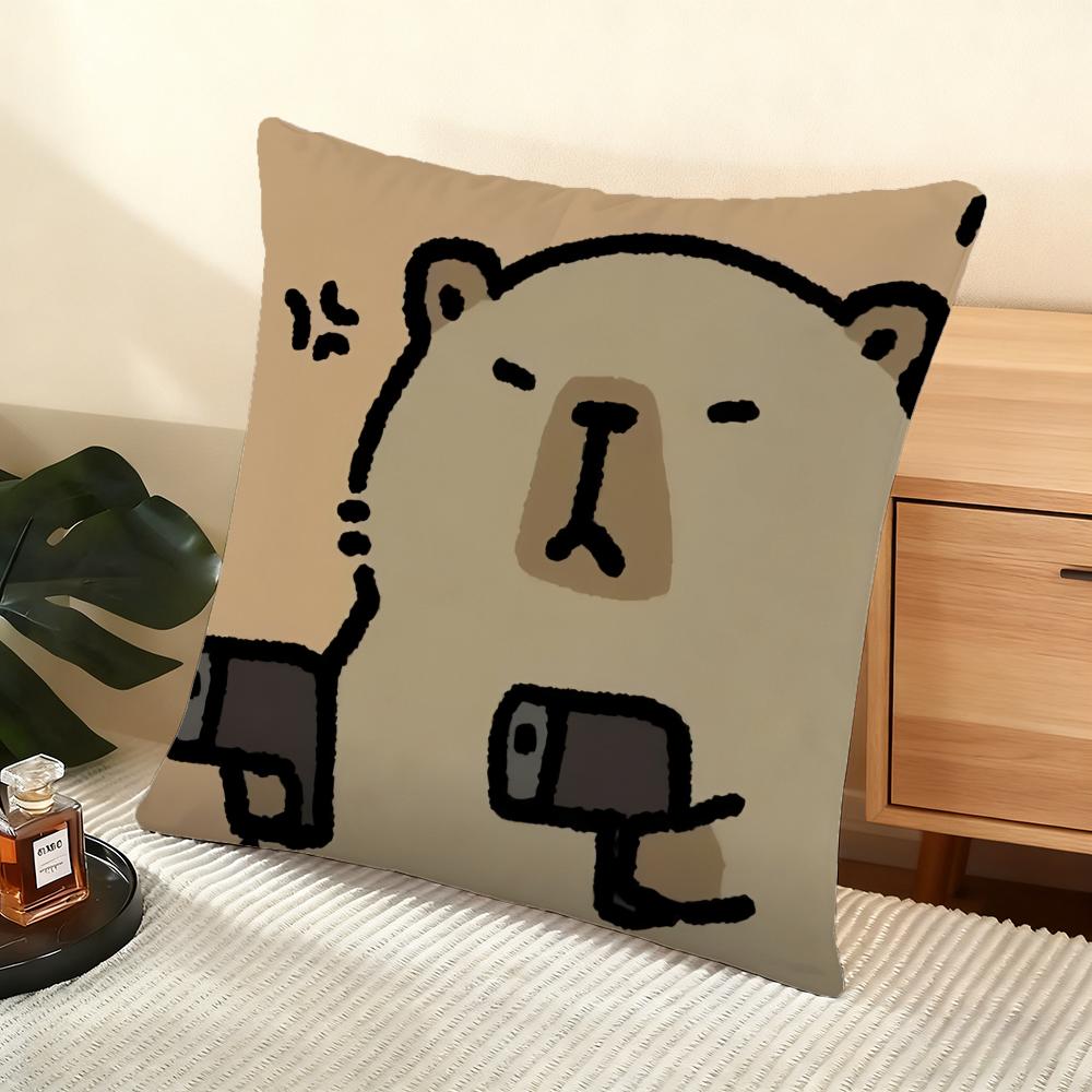 Cute Ccapybara Cushion Cover Soft Short Plush Pillow Cover Smooth Cozy Texture Aesthetic Cushion Case Home Decor