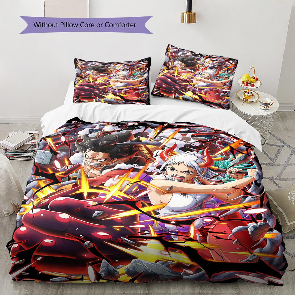 Conjunto de Colcha com Padrão de Desenho Animado Capa de Colcha Fronha Decoração de Casa Presente de Aniversário (1 capa de edredom + 2 fronhas, sem enchimento.)