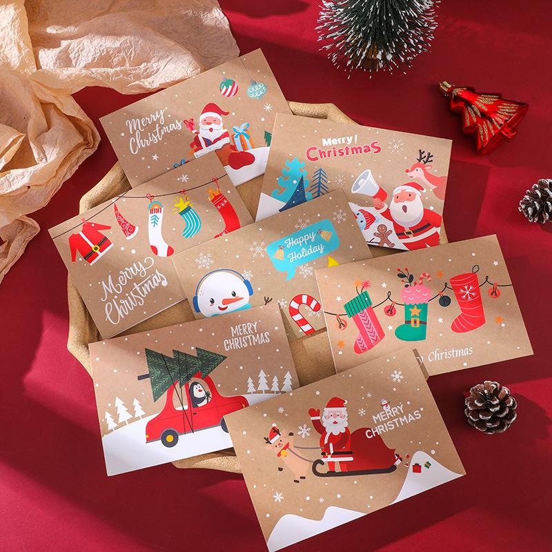 24 Sets Of Christmas Cards, Christmas Gift Cards, Cute Cartoon Folding Cards, Blessing Messages, Cassette Envelopes