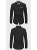 Men's Autumn Fashion Double Collar Solid Color Slim Fit Long Sleeve Shirt