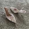 Sandali Donna con Tacco Alto Sottile Ricamati a Rete Estate Sexy Slingback Punta Acuta Scarpe Eleganti Donna Sandalias De Mujer