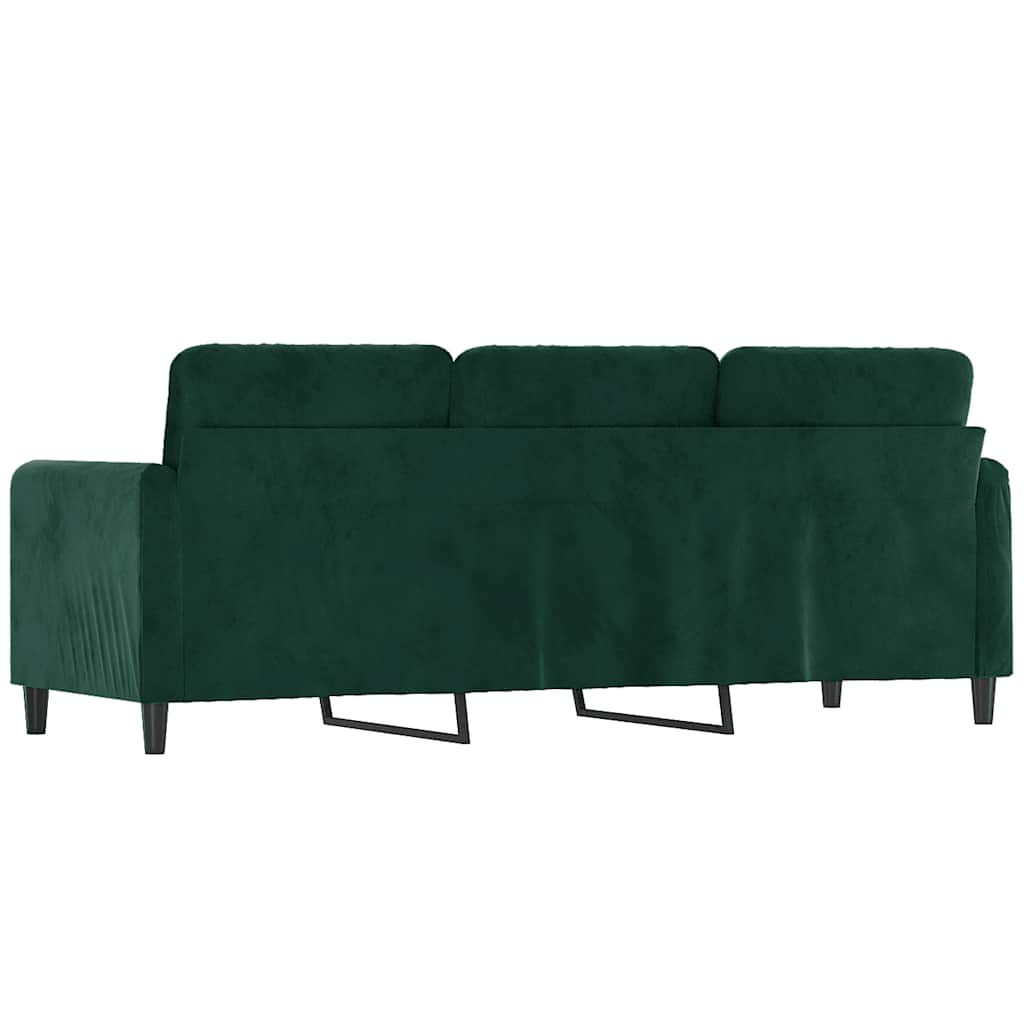 Vidaxl Sofa 3-Osobowa, Ciemnozielony, 180 Cm, Obita Aksamitem