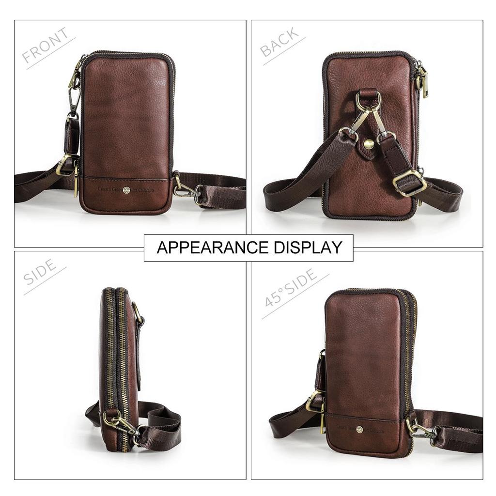 Small Crossbody Bag For Men Genuine Leather Shoulder Sling Bag With Card Holder Waist Pack For Cellphone