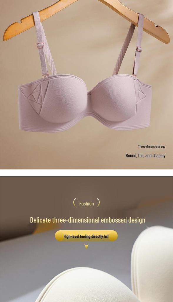 Strapless Push-Up Half-Cup Bandeau Bra – Non-Slip, Anti-Sag, Sexy Off-Shoulder Design