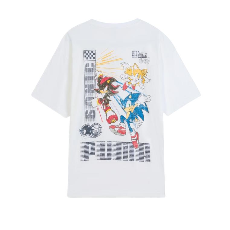 Puma X Sonic Relaxed Fun Print Casual Loose Short Sleeve T-Shirt Men Tops 632406-02