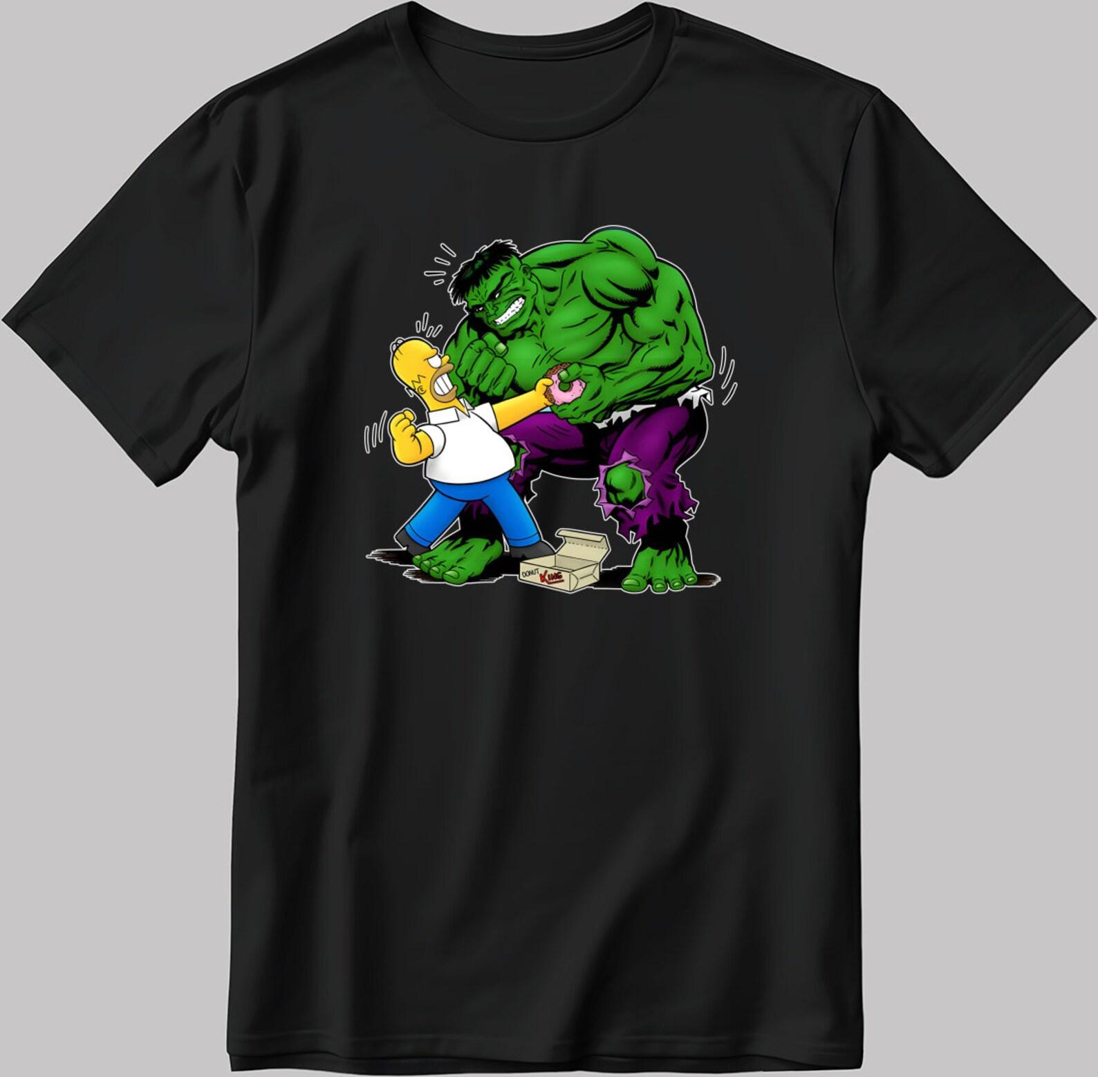 The Simpson Homer and Hulk Short Sleeve White-Black Men s / Women s T-Shirt K1114 S