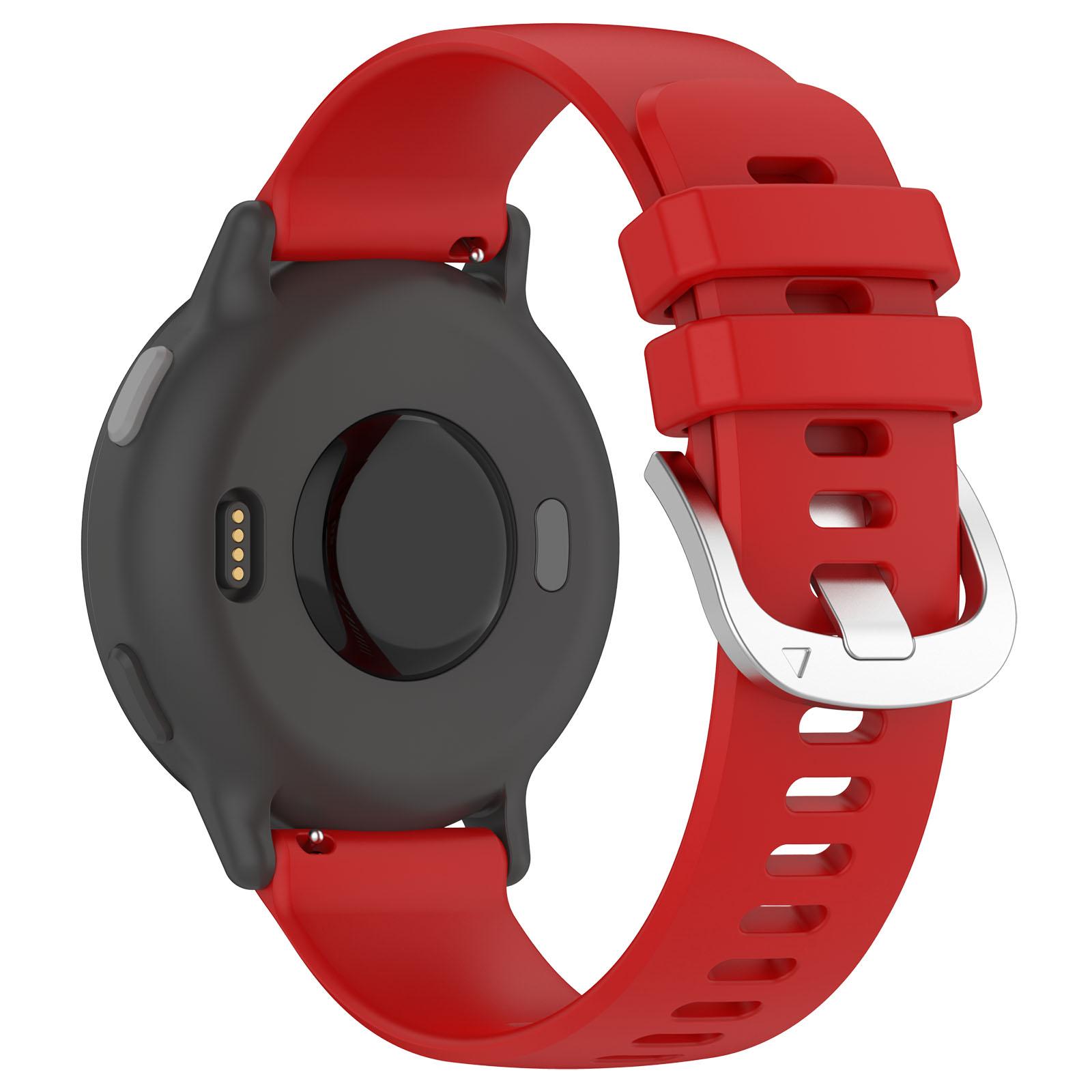 

For Garmin vivoactive 5/GarminActive 5 Watch Band 20mm Silicone Strap with Steel Buckle Red