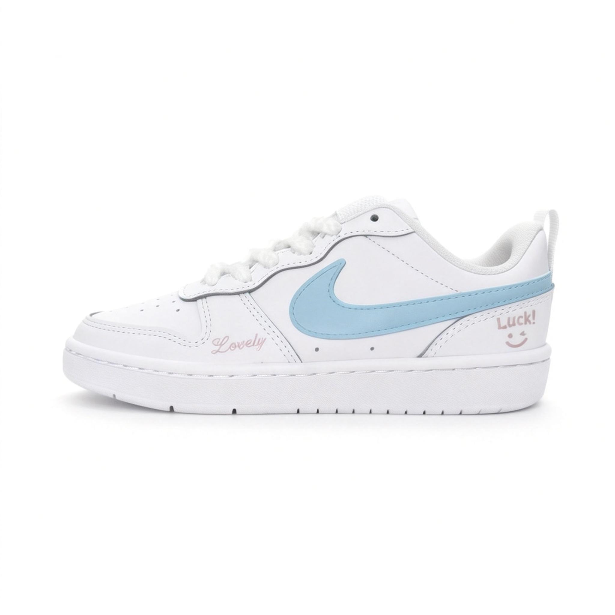 

Nike Pink Blue Lucky Leather Cushioning Abrasion Resistant Slip Resistant Low top Skateboard Shoes Unisex Blue BQ5448-100(team1670-) 35.5