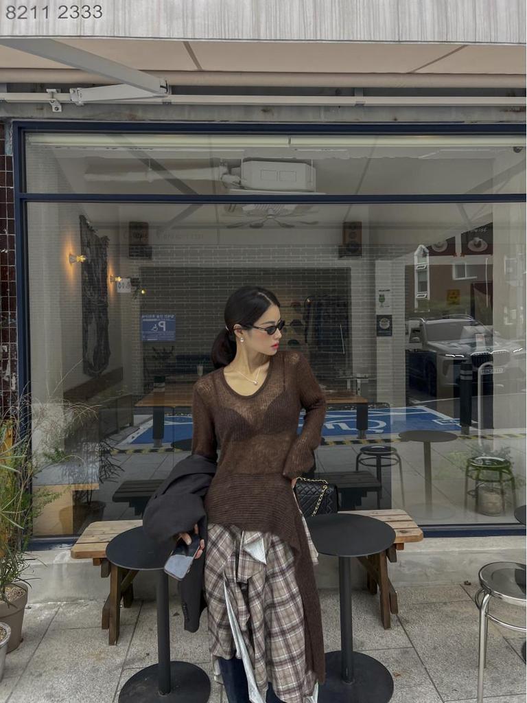 2026 Korean Chic Retro Plaid Asymmetrical Skirt