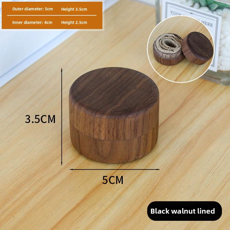 Round wooden box beech round ring box solid wood gift storage box earrings necklace
