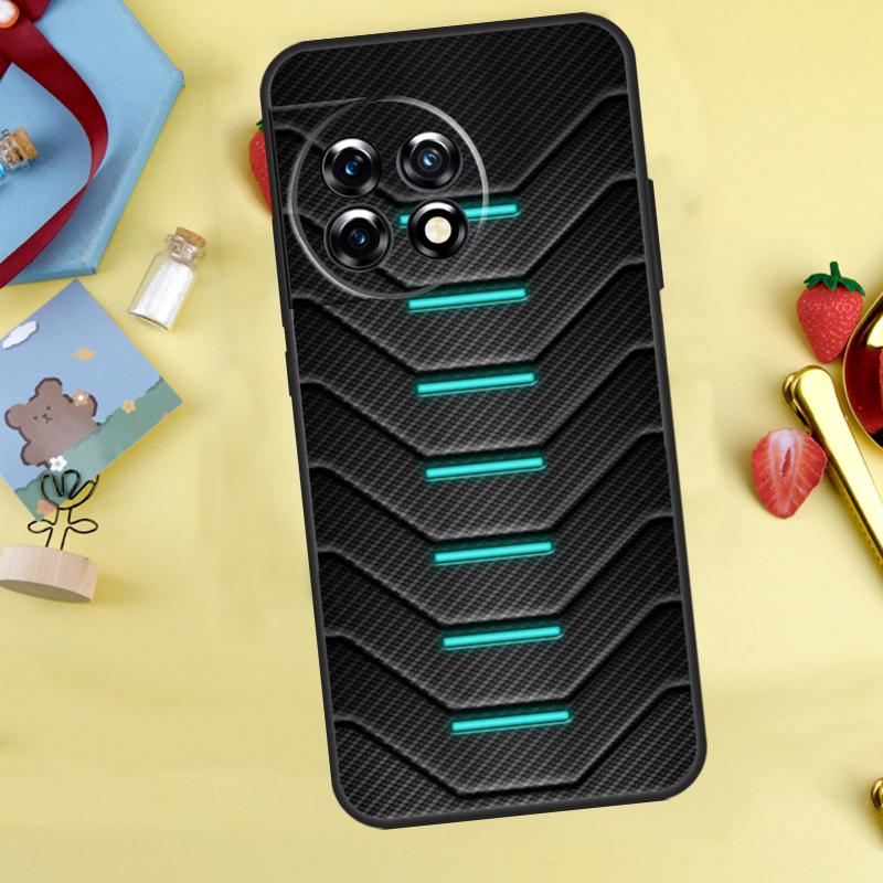 Carbon Fibre Futuristic Neon Case For OnePlus 13R 12R 13T 15 13 12 11 10 9 10R 10T 8T Nord 5 CE 4 2 3 Lite N20 N30 Cover