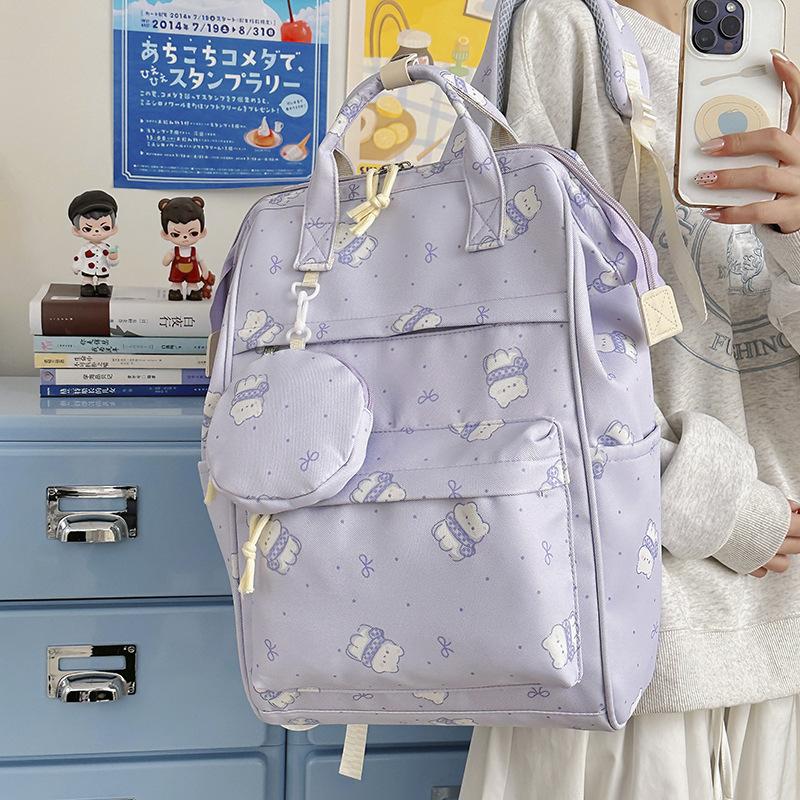 Schoolbag Printed Backpack Female Students Large Capacity High Value Niche School Bag Junior High School Student High School Student Leisure Going