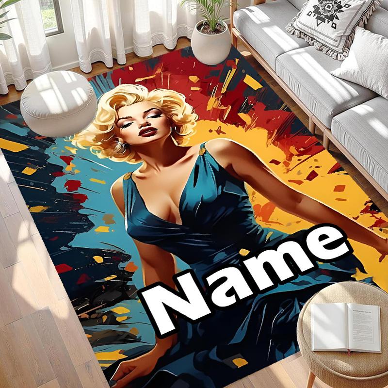 Custom Name Personalized Marilyn Monroe Print Carpet, Versatile Home Decor Rug, for Playroom, Apartment, Balcony, Entryway, Hallway Gift