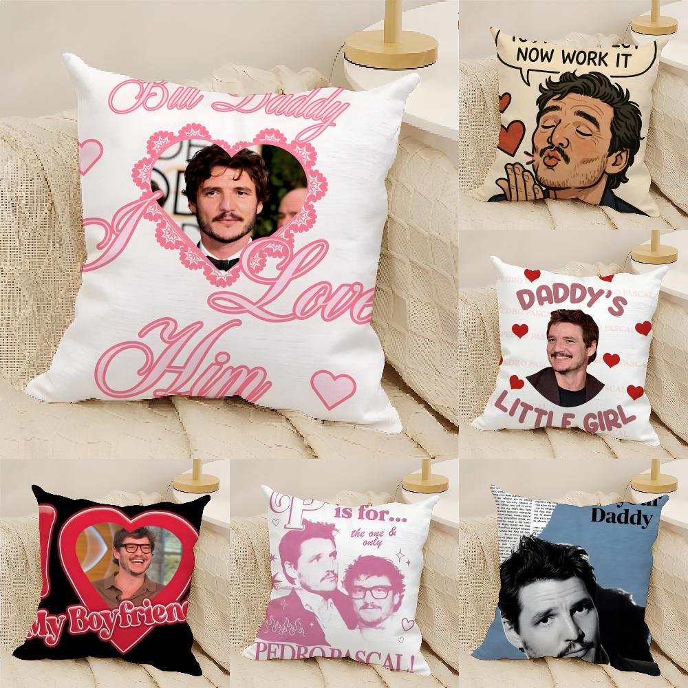 Interesting demeanor Man PPedro Pascal Pillow Case Natural Linen DoubleSided Printing Sofa Home Decor Cushion Cover