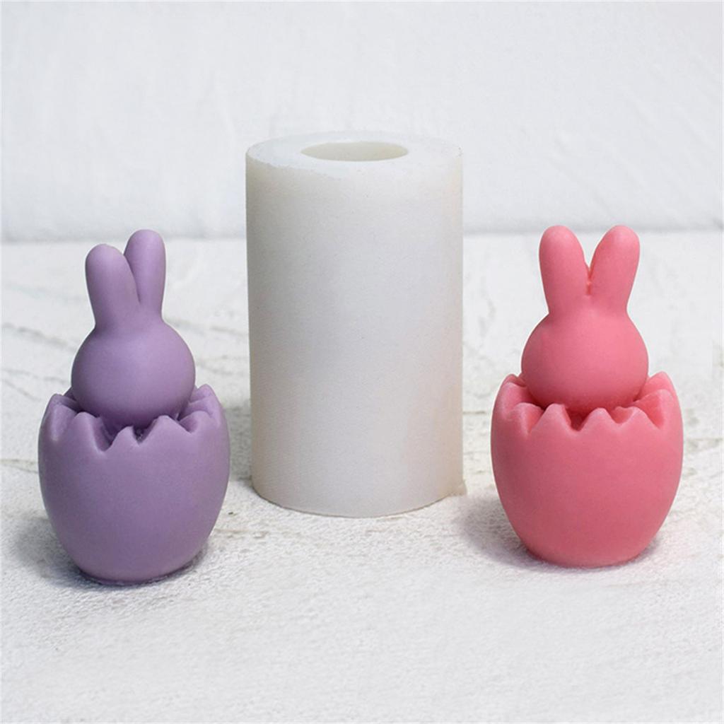 Candle Mold 3D Egg Rabbit Silicone Resin Molds Aromatherapy Candle Mold Chocolate Cake Baking Desktop Ornament DIY Craft