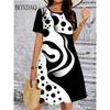Tie Dye Gradient Striped Printing Dresses For Women Summer Fashion Plus Size Dress Casual Short Sleeve Loose Dress 6XL Clothing