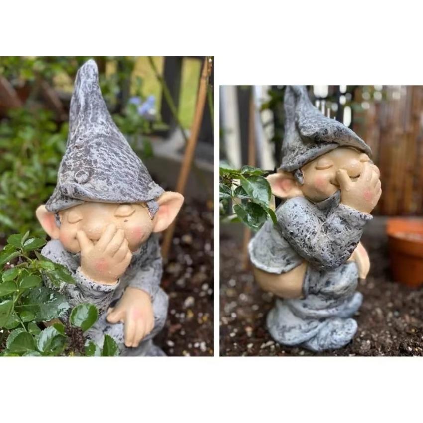 1 Pcs Resin Statue Garden Decoration Dwarf Taking A Shit Ornament Home Courtyard Lawn Decoration Crafts Funny Gnome
