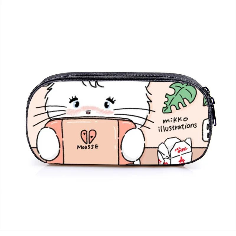 Mikko Pencil Bag Anime Pencil Cases Canvas Kawaii Stationery Box Children's Office Student School Supplies Stationary