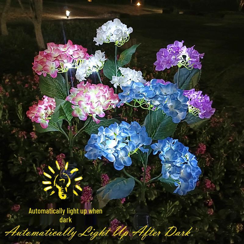 Outdoor Waterproof LED Solar Hydrangea Lamp for Lawn and Balcony Decoration