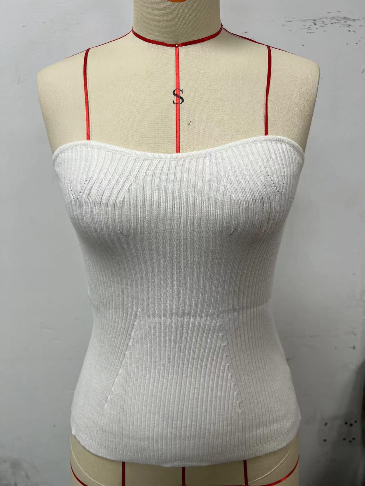 

2024 Summer Women s Strapless Slim Fit Knitted Crop Top XXL білий