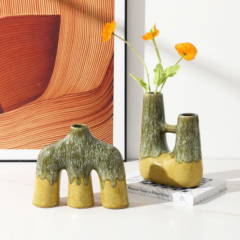 Keramische Vaas Abstract Oven-veranderend Gekleurd Glazuur Keramisch Handwerk Bloemstuk Accessoires Bloemenvaas Huisdecoratie