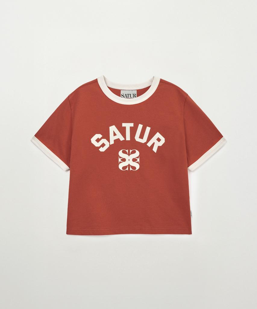 Seteo (W) Arch Logo Ringer Short Sleeve T-Shirt Red