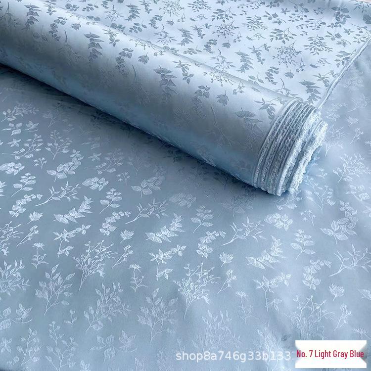 Golden Branch & Leaf Jacquard Sand-Wash Silk Fabric for Chinese Style Hanfu & Cheongsam Dresses