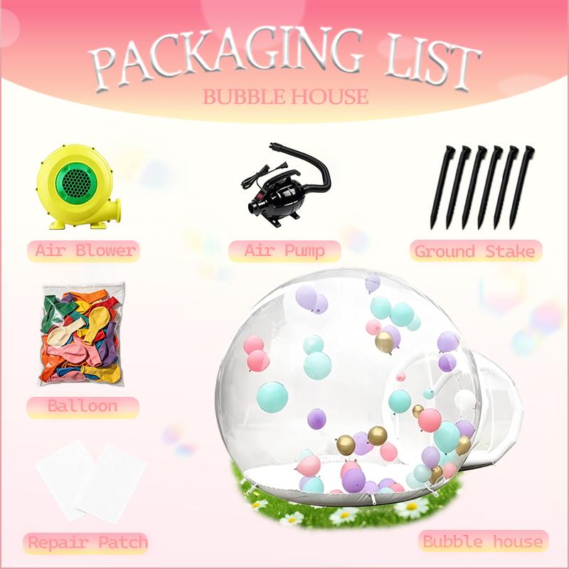 Inflatable Bubble House Clear PVC Dome Tent with Blower Quick Inflation 3-5 Min for Kids Party Backyard Garden Outdoor Play CE EN71 Certified