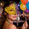 Mardi Gras Mask with Rhinestones Half Face Carnival Mask Sequins Tassel Masquerade Party Mask