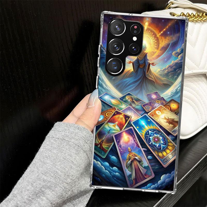 Witch Tarot Card Case for Samsung Galaxy S25 S24 S23 S22 Ultra Soft Phone Cover S25 Edge S21 Plus S20 FE S10 + Black Cover