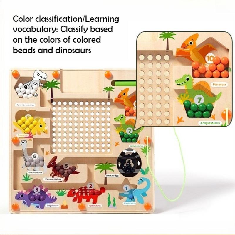 Non-Toxic Magnetic Color And Number Maze Montessori Dinosaur Counting Matching Learning Puzzle Board Toddler Fine Motor Skills Travel Toys