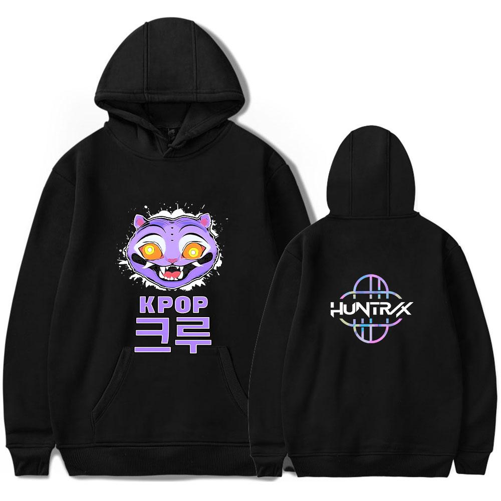 

Fashion Men Women Hoodie Streetwear Harajuku Casual KPop Demon Hunters Printed Hooded Pullover Sweatshirts XS чорний
