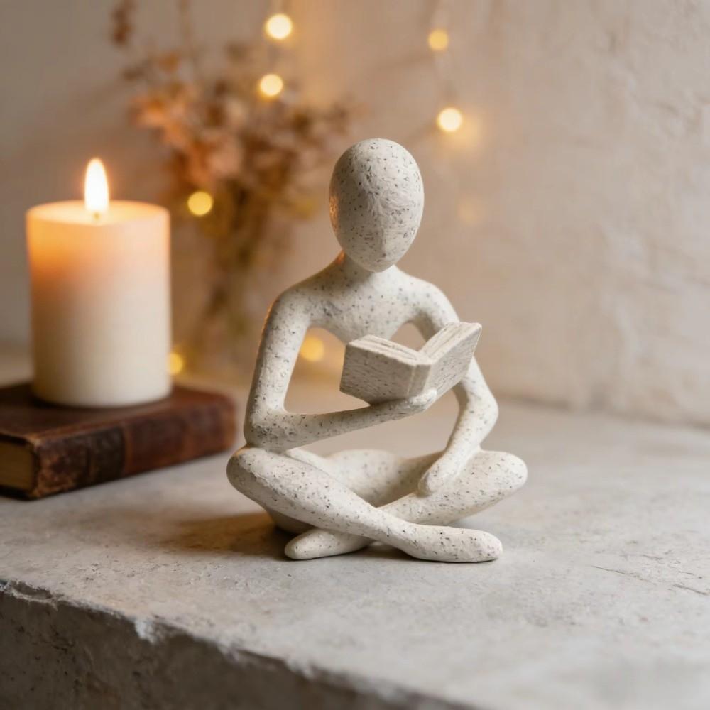 Mini Reader Sculpture Ornament Minimalist Reading Figure Ornament  Bookshelf Decor